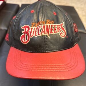 Tampa Bay Buccaneers Black and Red Leather Cap